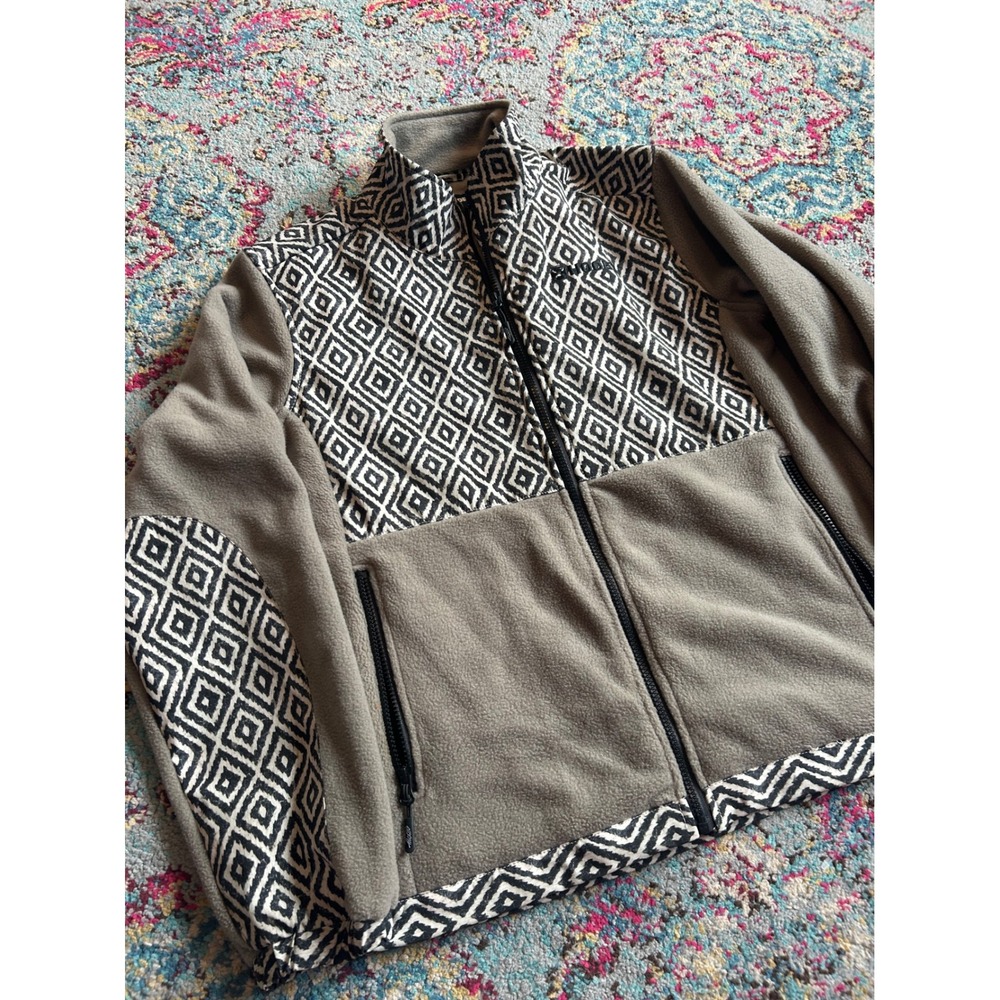 Hooey Fleece Jacket‎ Taupe Geometric Diamond Full Zip Western Pullover Coat XL